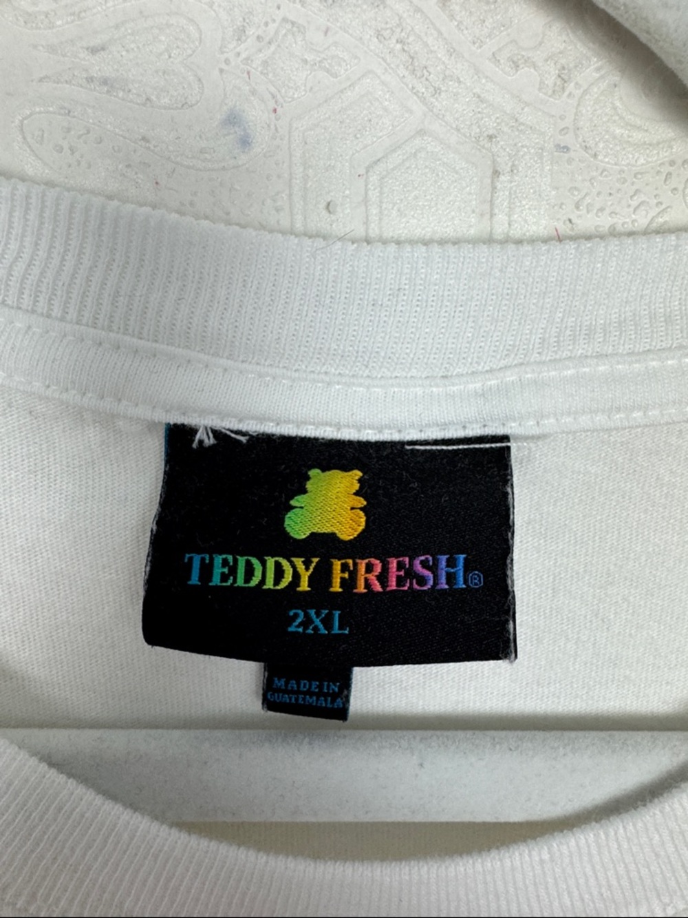 Teddy Fresh White Long Sleeve Pocket Tee Bear Logo Oversized 2XL - Picture 4 of 7